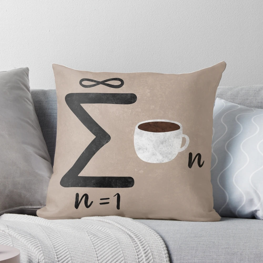 Infinite Coffee Mathematics Pillow, a cozy and captivating accessory for coffee enthusiasts and math aficionados alike.