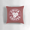 Soft and cozy pillow featuring the iconic Costa Coffee branding