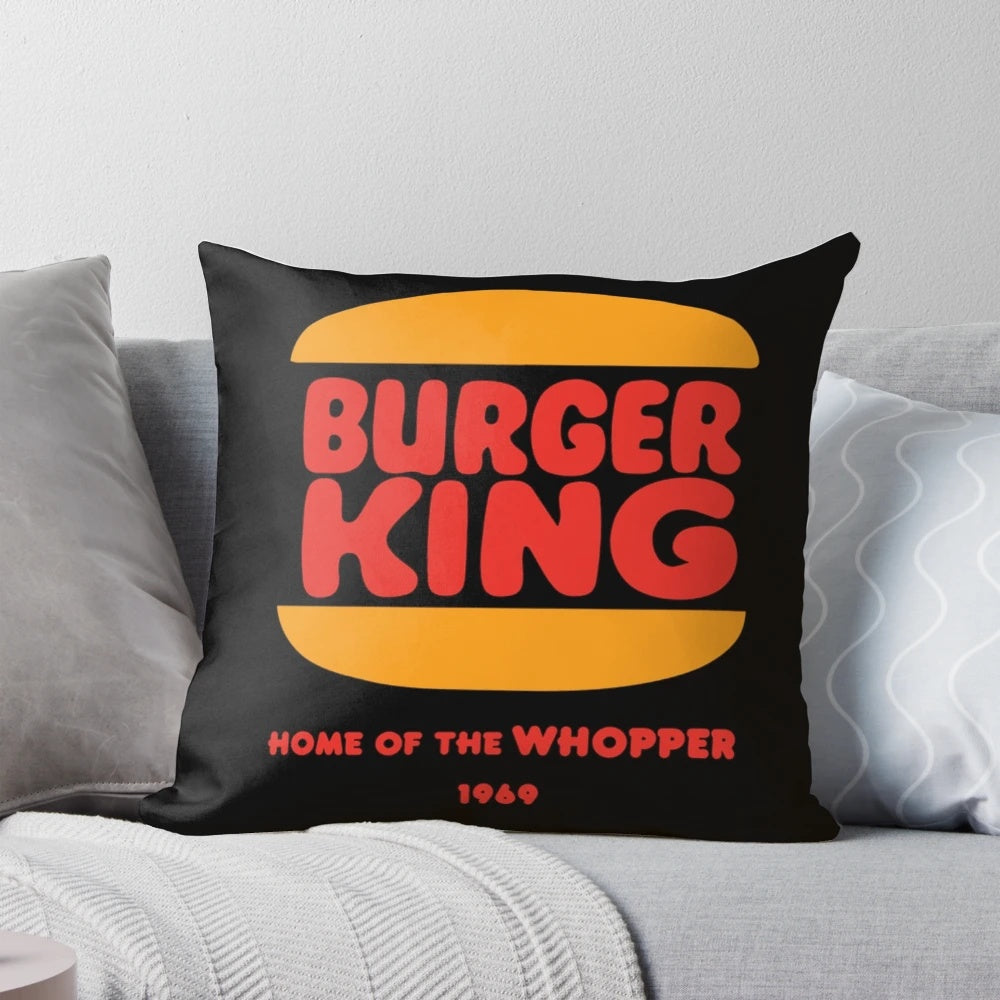 Burger King-themed pillow, featuring the iconic Burger King logo and colors