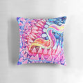 Colorful and surreal infinite pillow with teeth, tongues, and strange animal features.