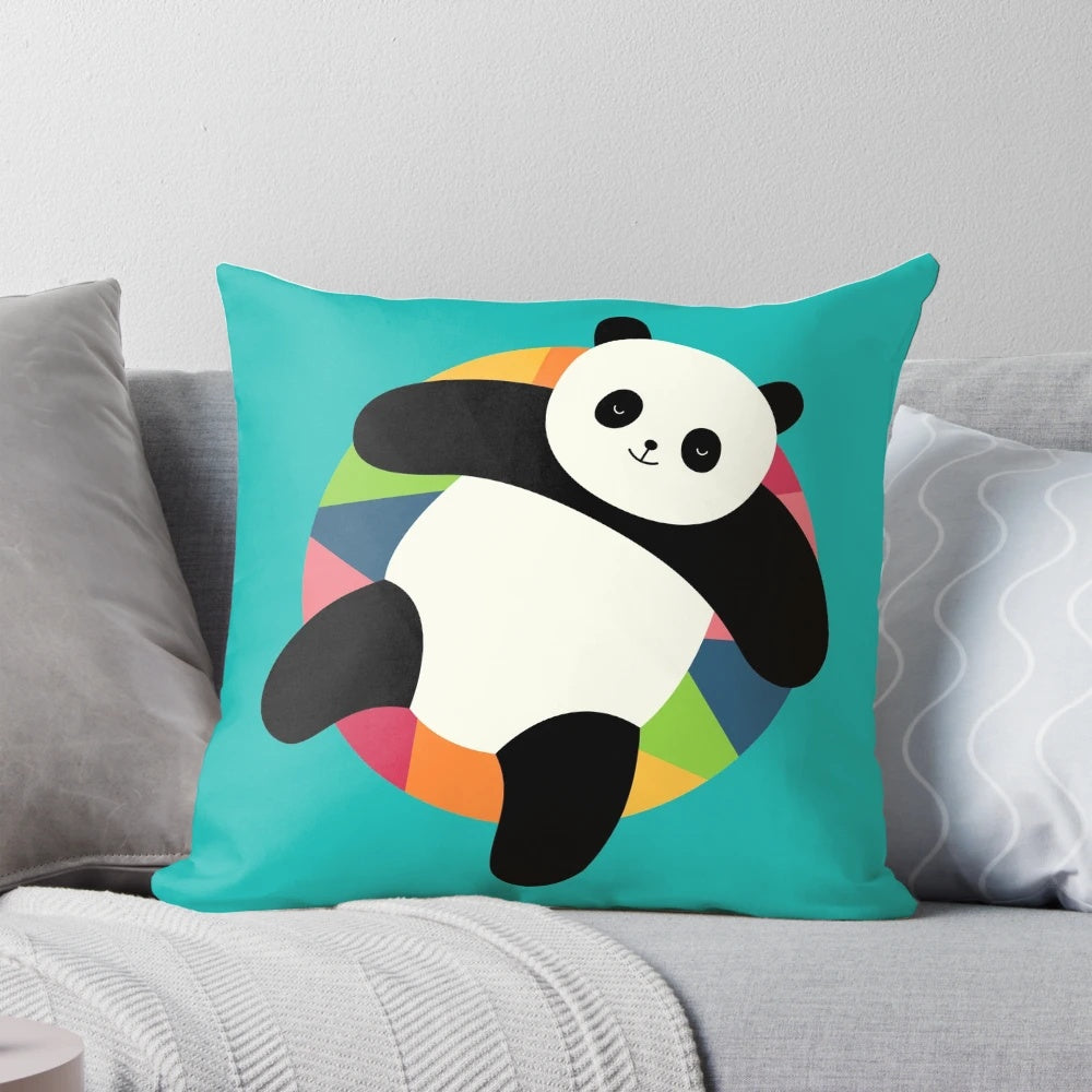 Inflatable panda-shaped pillow lounger for children's room and nursery