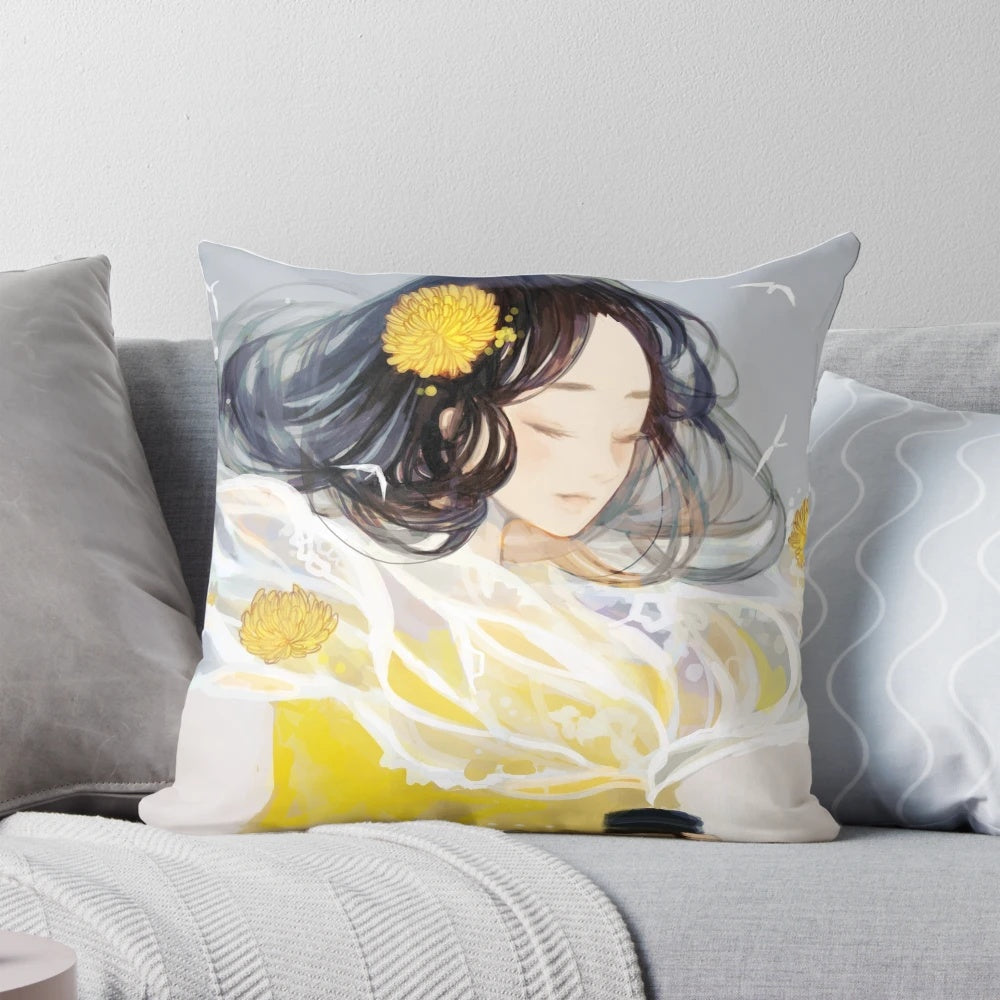 An infuse pillow with a tea leaf motif, perfect for relaxation and enjoyment of a warm cup of tea.