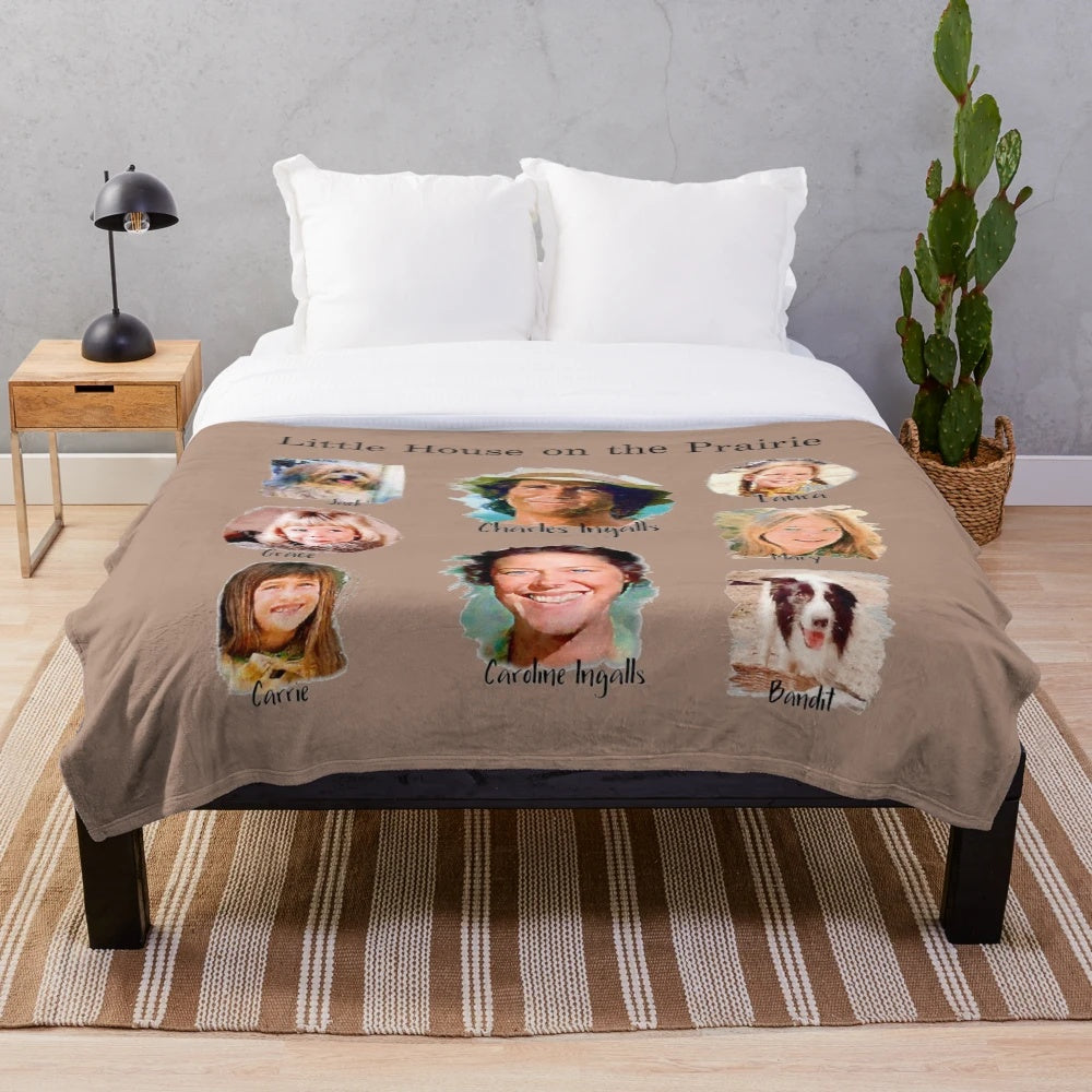 Ingalls Family inspired Little House on the Prairie plush blanket