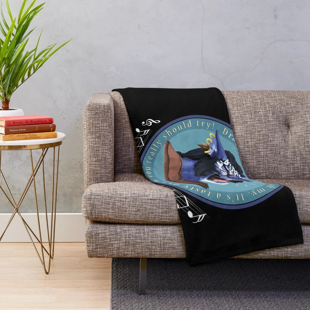 Inigo's Dragon Pie inspired plush blanket featuring the character from the Skyrim mod
