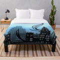 Inktober plush blanket featuring the city of Amaurot from Final Fantasy XIV
