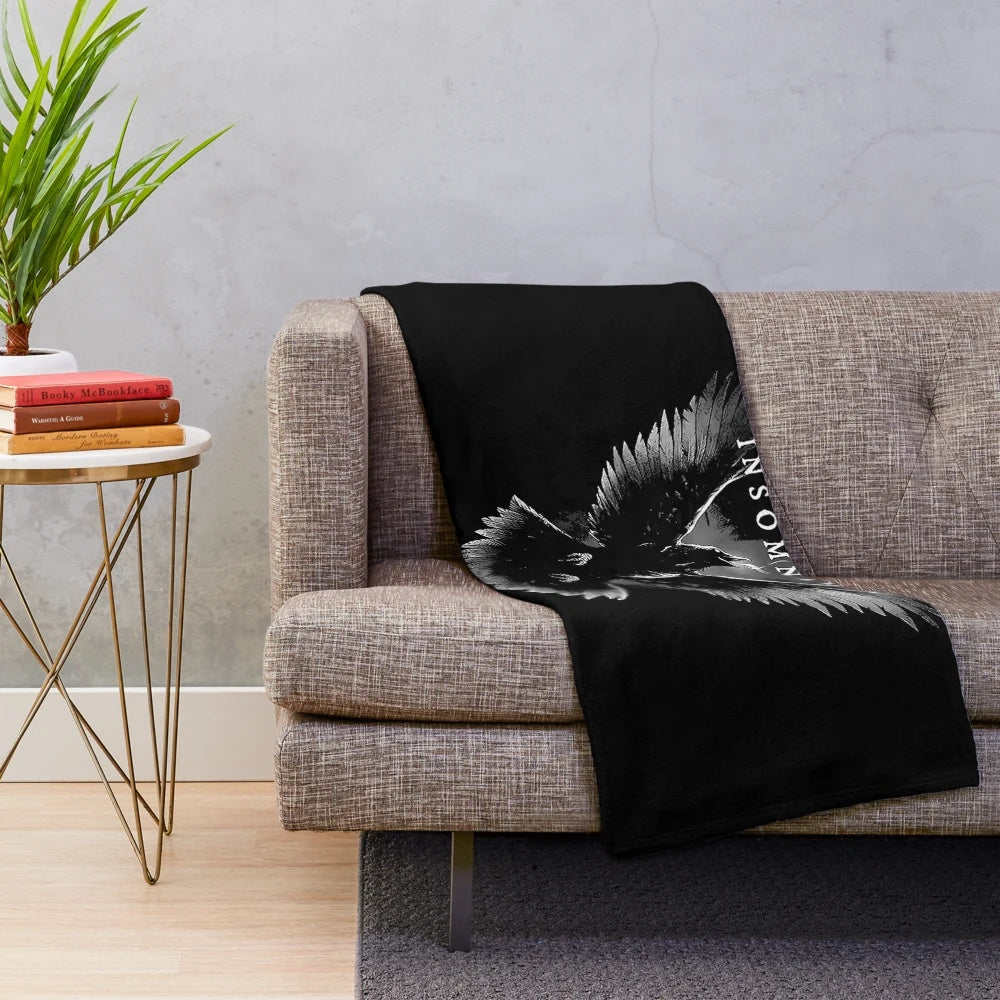 Insomnium-inspired plush blanket with band logo and album artwork