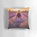2025 year text pillow with girl and lavender field design
