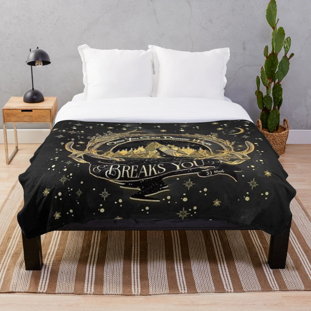 Plush blanket featuring inspirational quotes from A Court of Thorns and Roses by Sarah J. Maas