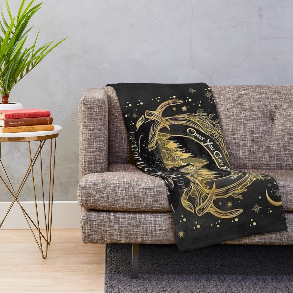 Plush blanket featuring inspirational quotes from A Court of Thorns and Roses by Sarah J. Maas