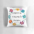 Decorative pillow featuring the Bible verse "Your word is a lamp to my feet" from Psalm 119:105