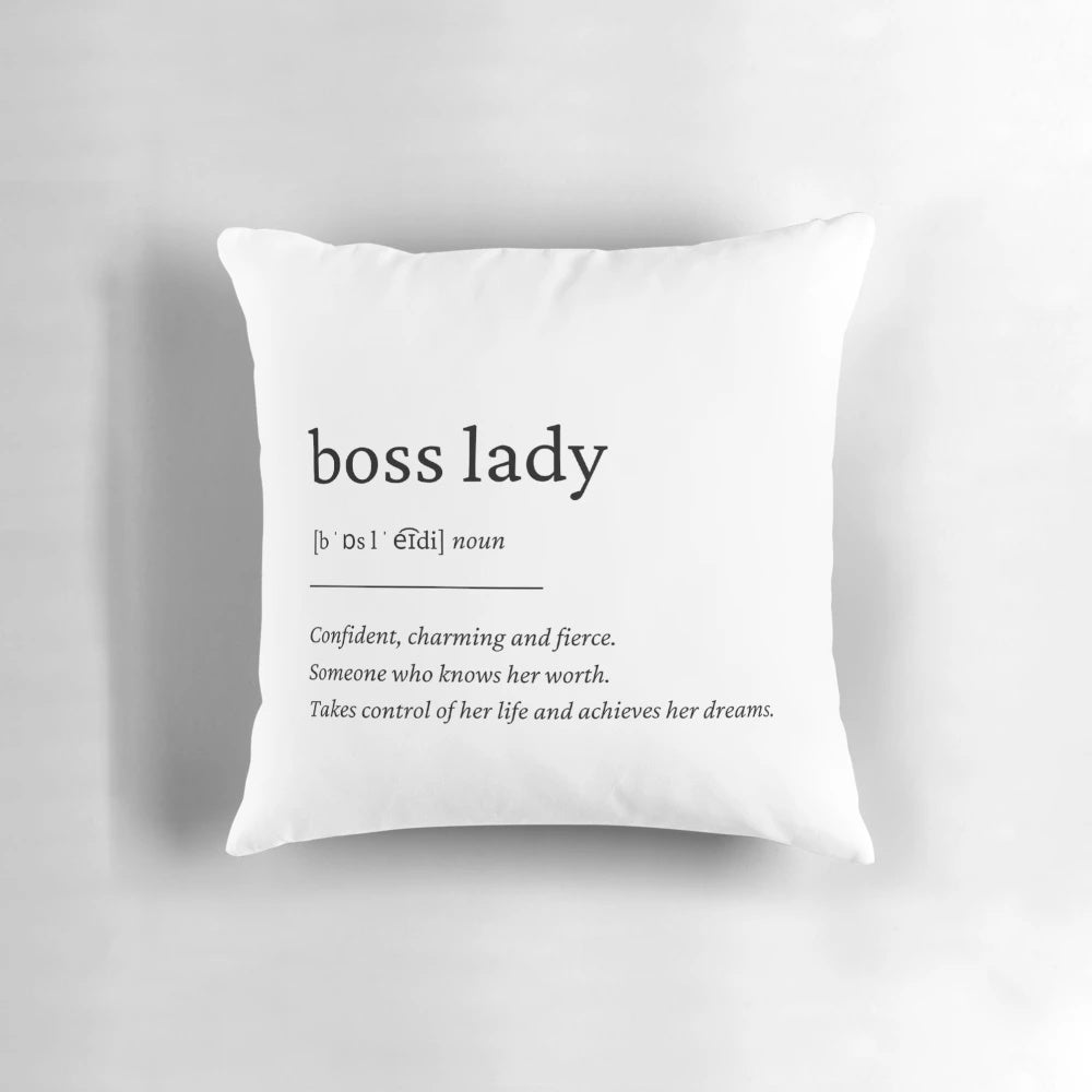 Boss Lady definition Pillow with text "Boss Lady"