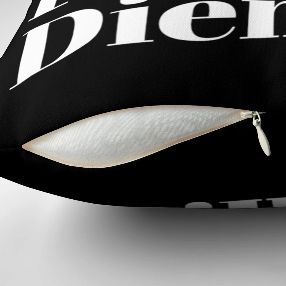 Black and white "Carpe Diem" motivational pillow