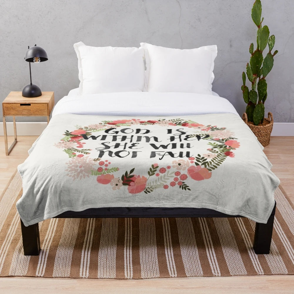 Soft and cozy plush blanket featuring a beautiful Christian quote from the Bible