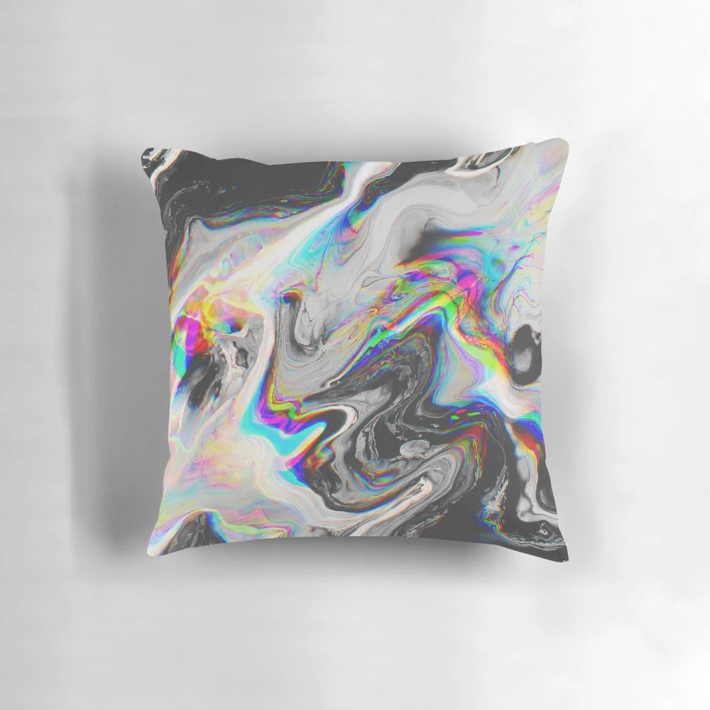 A white decorative pillow with the text "Confusion in Her Eyes That Says It All" printed on it.