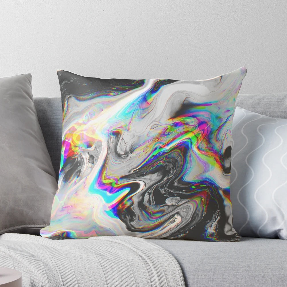 A white decorative pillow with the text "Confusion in Her Eyes That Says It All" printed on it.