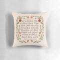 Floral throw pillow with "Enjoy Things" quote from Anne of Green Gables