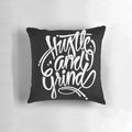 Inspirational "Hustle & Grind" Decorative Throw Pillow with Motivational Typography