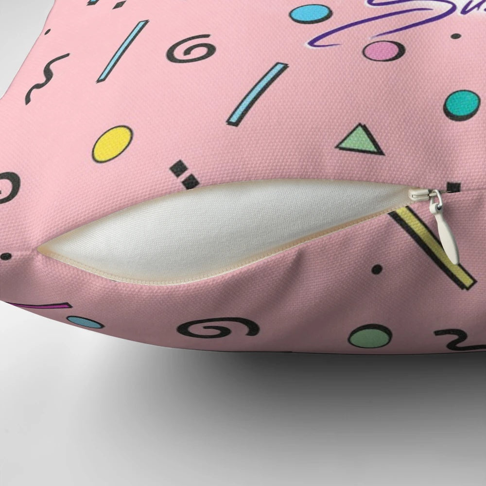 Colorful "I'm a Success!" pillow with retro pop art design, featuring characters from classic 90s Australian films.