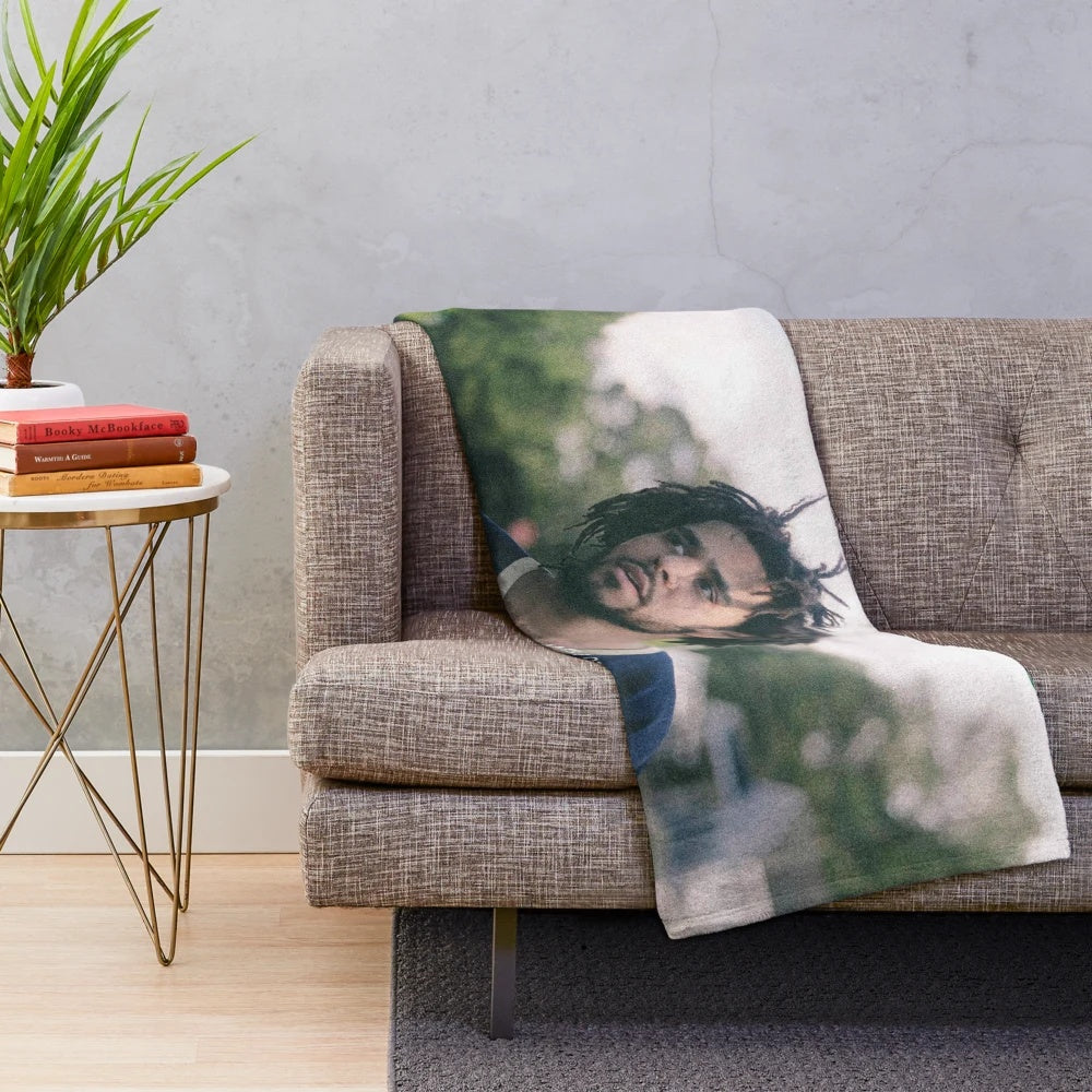 J Cole inspired plush blanket with lyrics and album artwork
