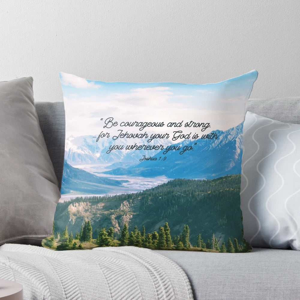 Joshua 1:9 Bible Verse Pillow with Encouraging Scripture