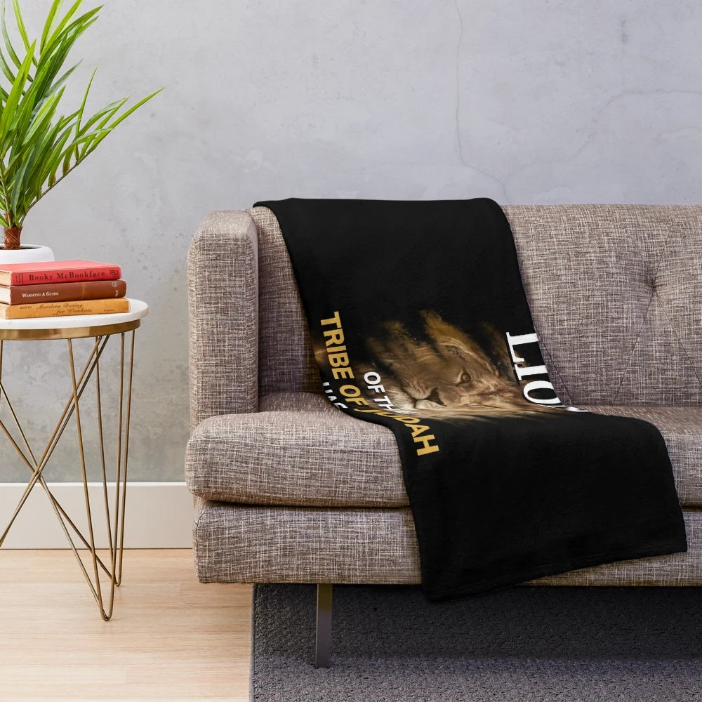 Lion of the Tribe of Judah Plush Blanket with Inspirational Scripture