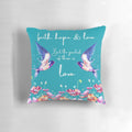 Inspirational throw pillow featuring a heartwarming Bible verse about love