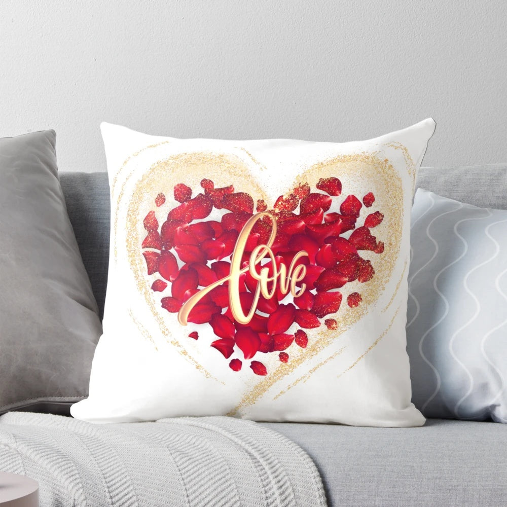 Soft, plush pillow with the word "Love" printed on it, designed to inspire self-love and motivation.