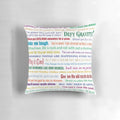 Soft, embroidered pillow featuring a design about the lessons learned from musicals and the performing arts.