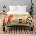 Inspirational plush blanket with occupations and beverages design