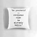 Decorative throw pillow featuring an inspiring quote by renowned Irish writer Oscar Wilde.