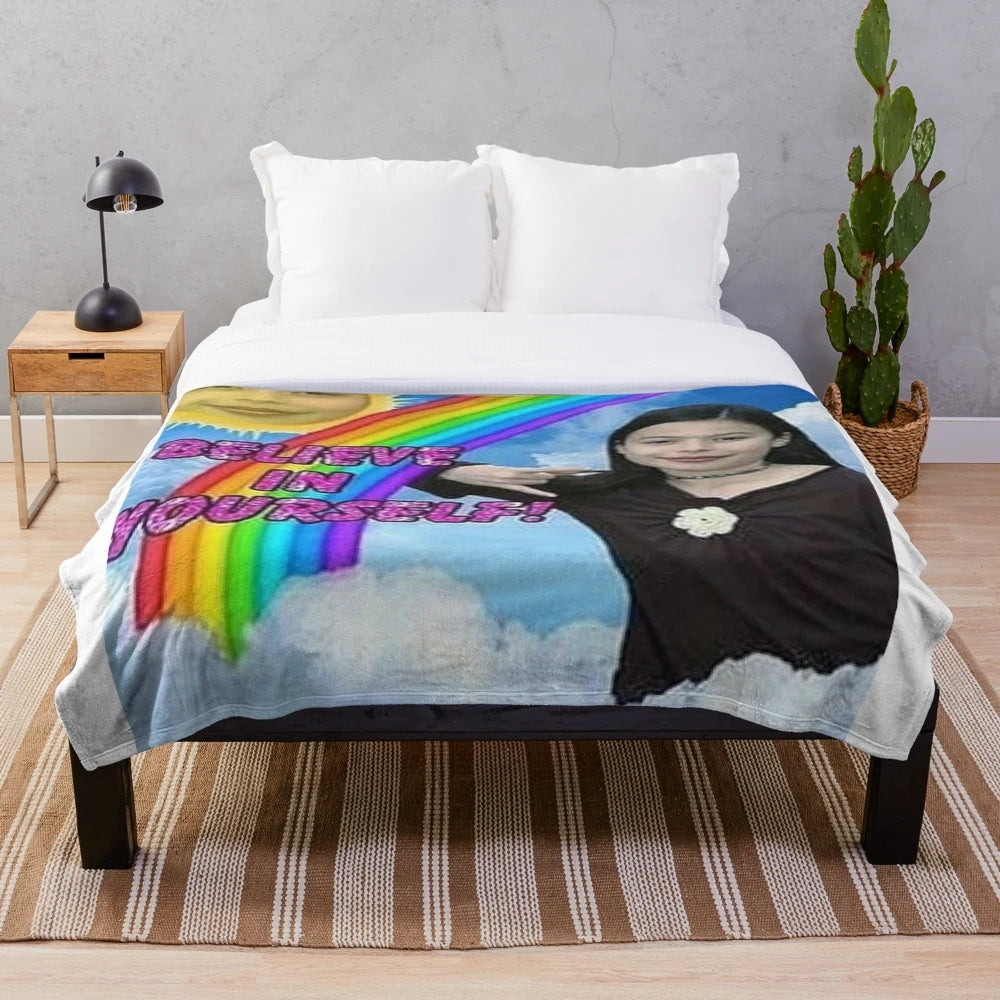 Plush blanket with "Believe in Yourself" design