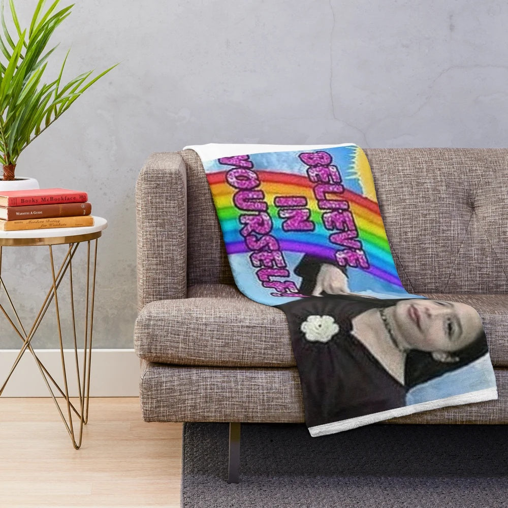 Plush blanket with "Believe in Yourself" design