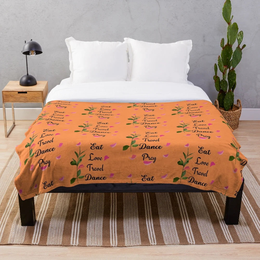 Cozy plush blanket with inspirational travel and movie quotes