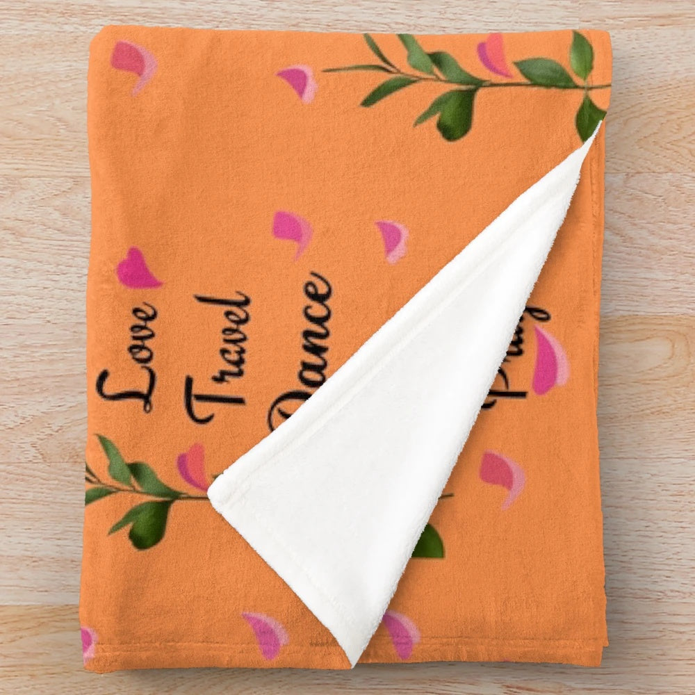 Cozy plush blanket with inspirational travel and movie quotes