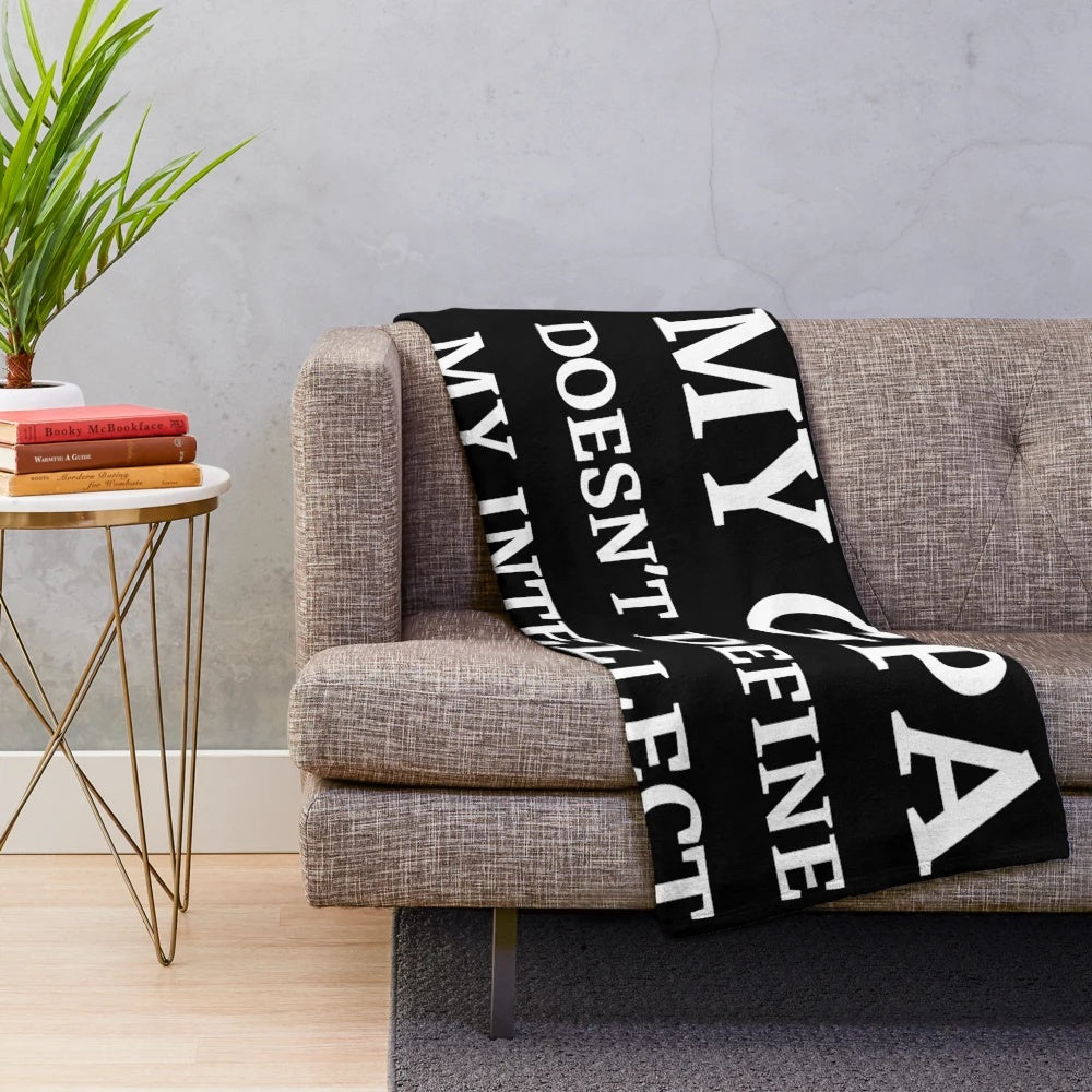 Plush blanket with inspirational quote for students