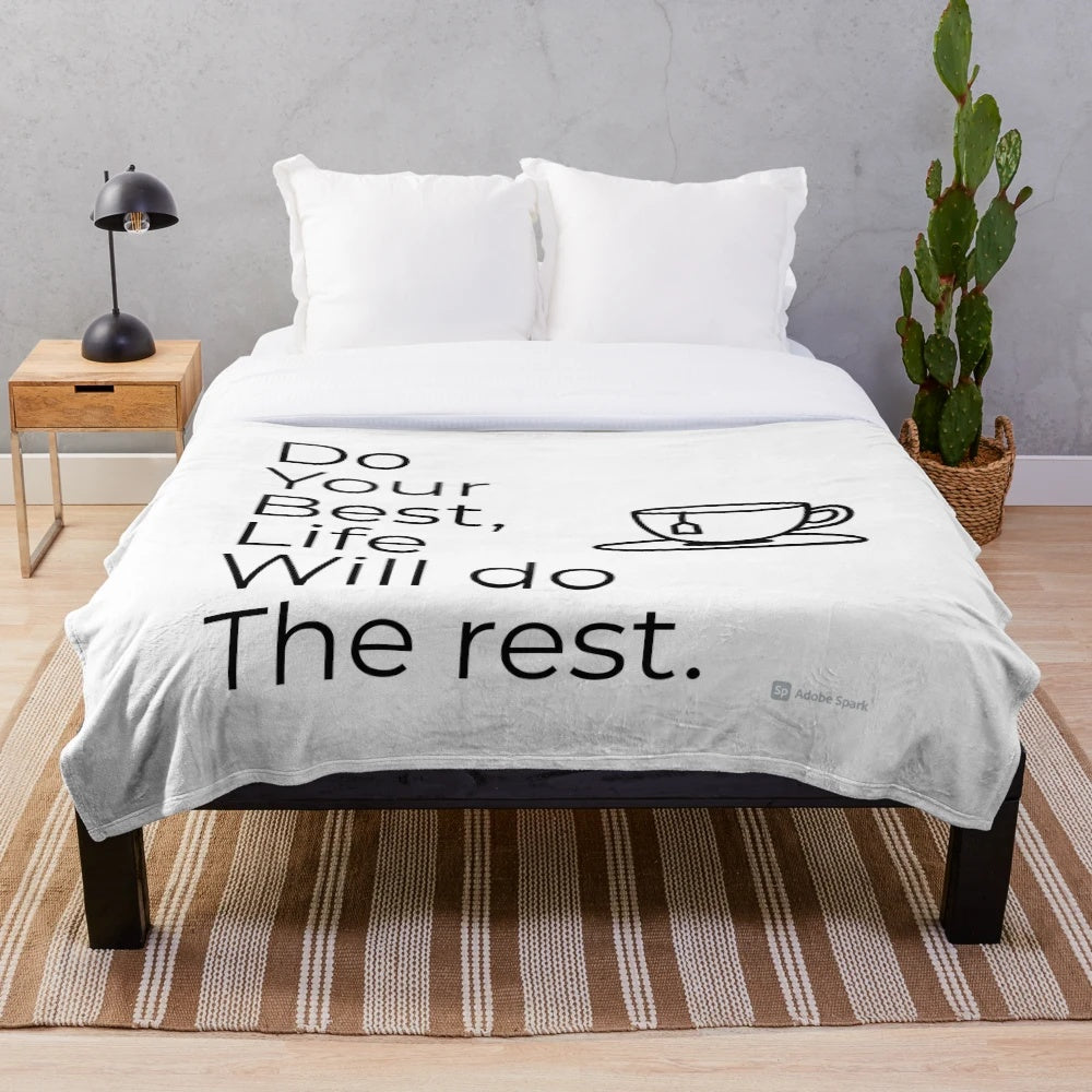 Cozy plush blanket with motivational quote