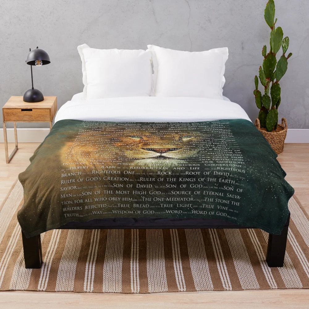 Plush blanket featuring the names of God