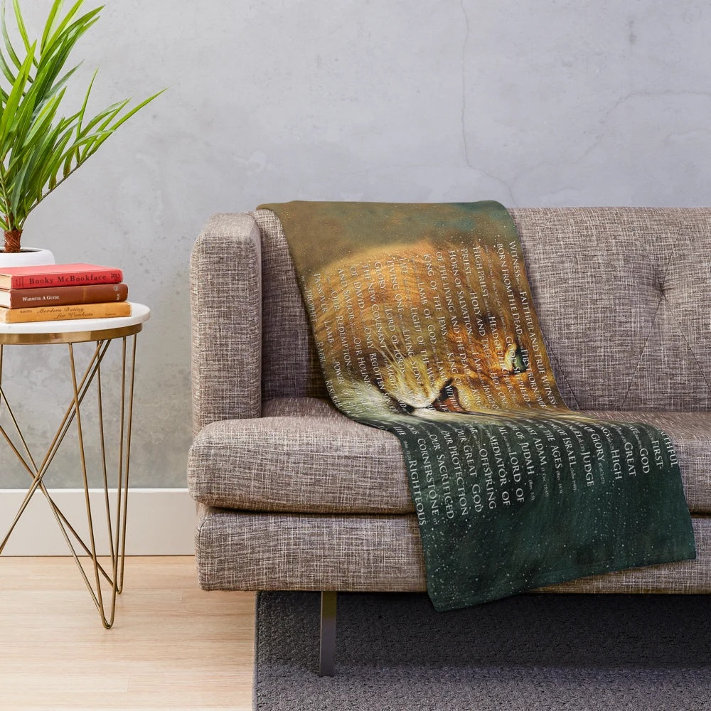 Plush blanket featuring the names of God