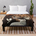 Plush blanket featuring the Lion of Judah and the Lamb of God
