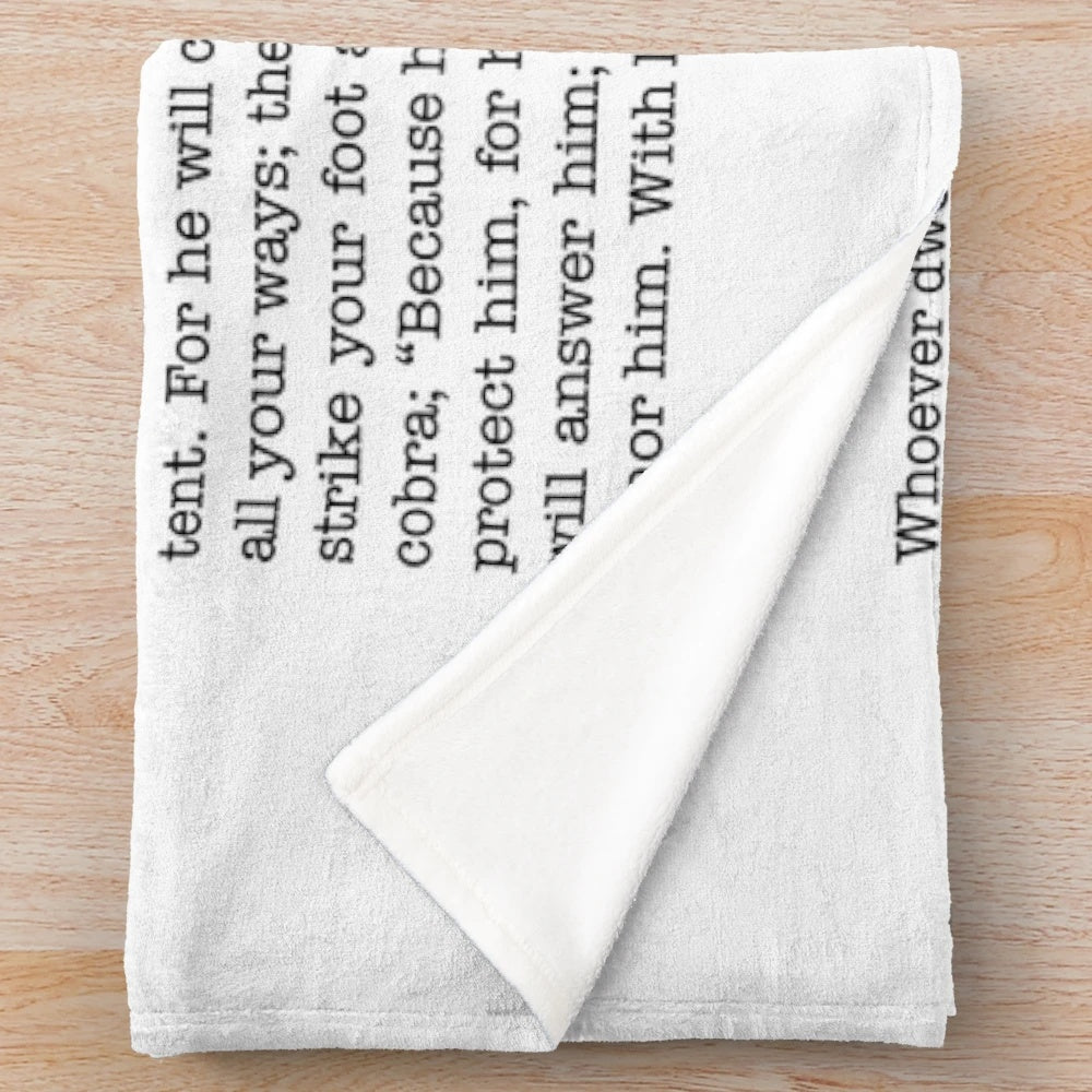Cozy Psalm 91 plush blanket with minimalist design