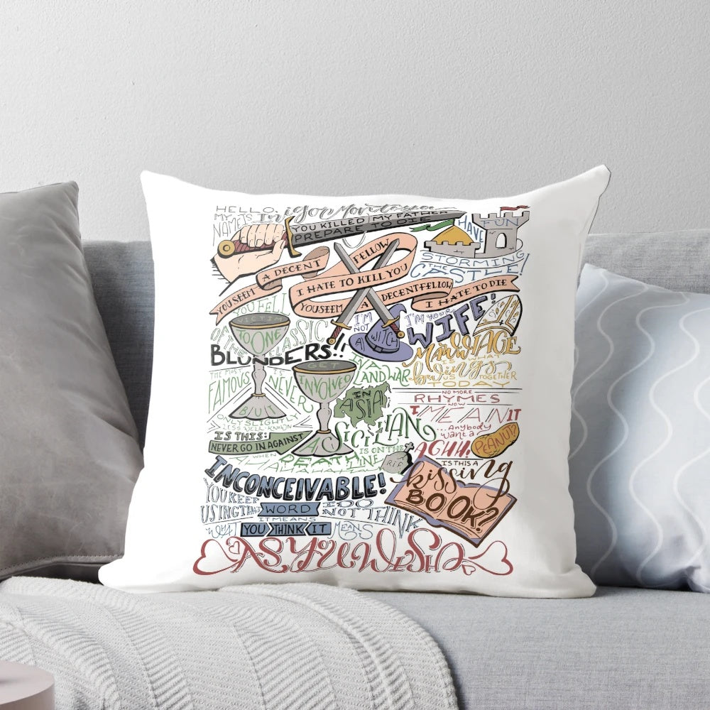 Inspirational Quotes Calligraphy Pillow featuring calligraphy-style text