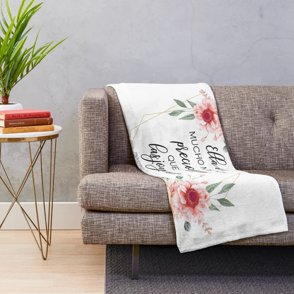 Proverbs 31:10 Spanish Bible Verse Plush Blanket