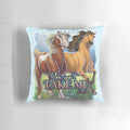 Vibrant 'Spirit Stallion' themed pillow with the quote 'You Can't Take Me