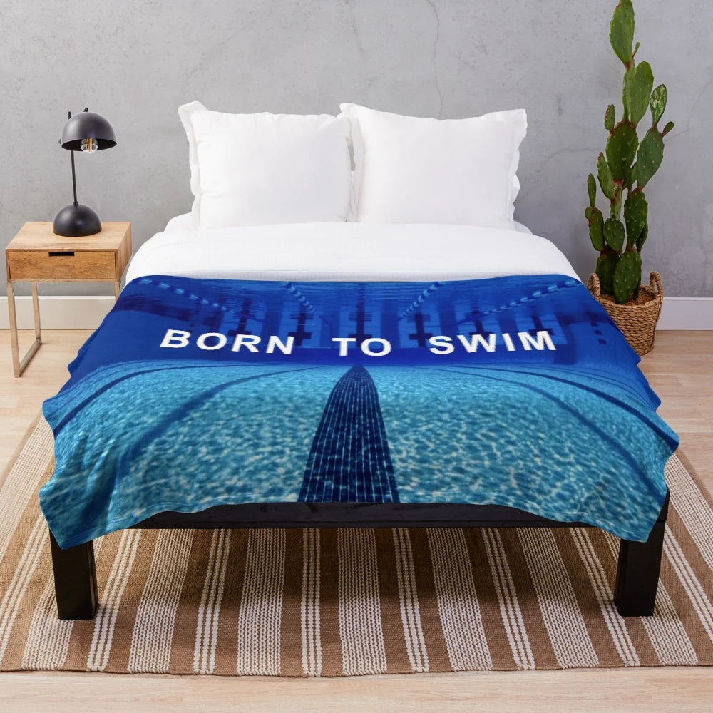 Inspirational swimming quote plush blanket