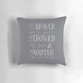 Monochrome hand-lettered pillow with motivational quote in a modern, minimalist style