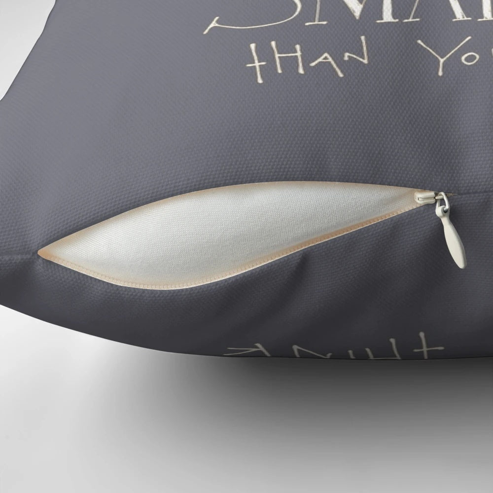 Monochrome hand-lettered pillow with motivational quote in a modern, minimalist style