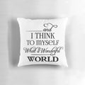 Inspirational pillow featuring the lyrics to "What a Wonderful World" by Louis Armstrong