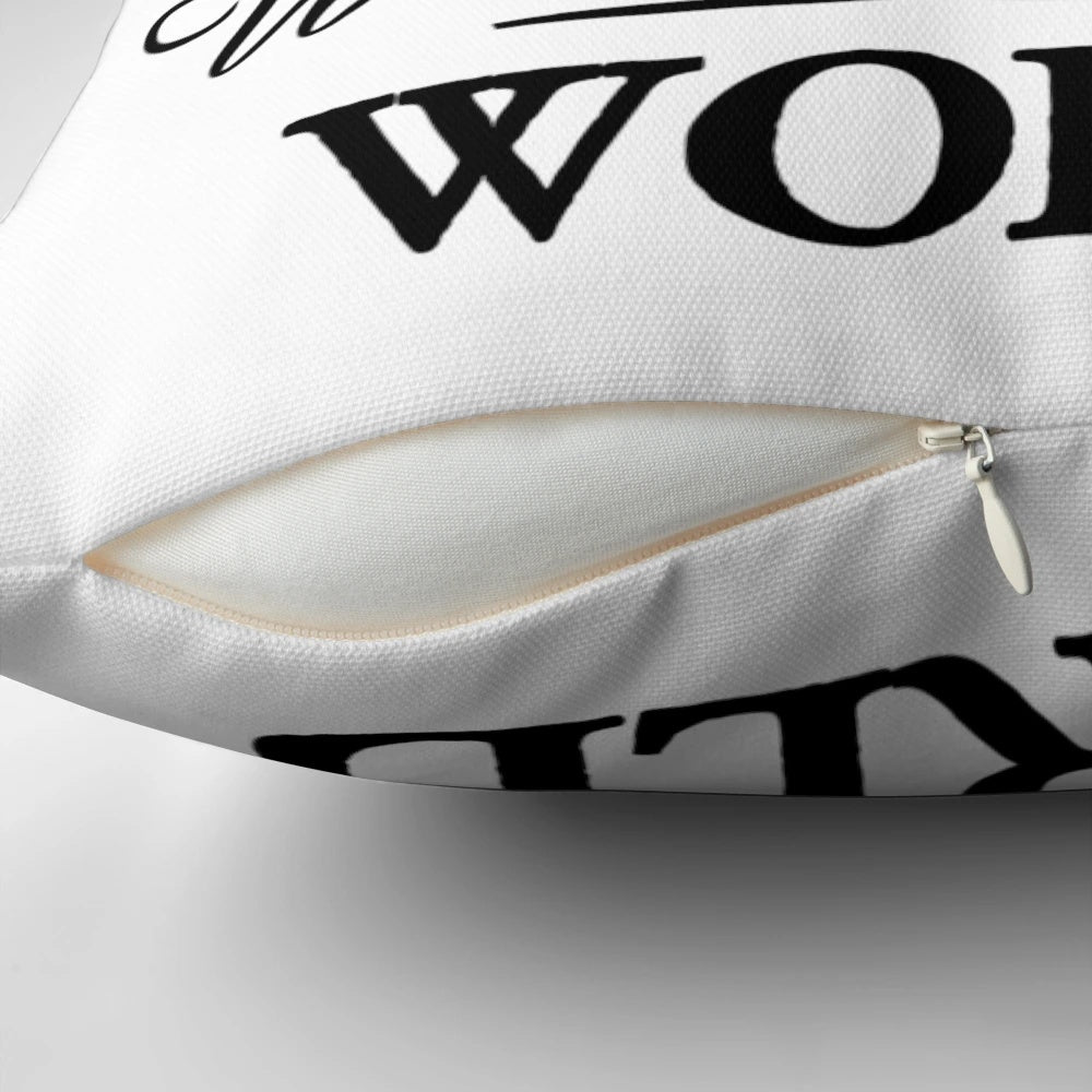 Inspirational pillow featuring the lyrics to "What a Wonderful World" by Louis Armstrong