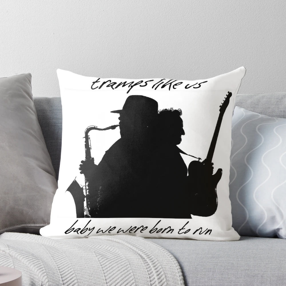 Pillow featuring inspirational quotes from Bruce Springsteen and the E Street Band