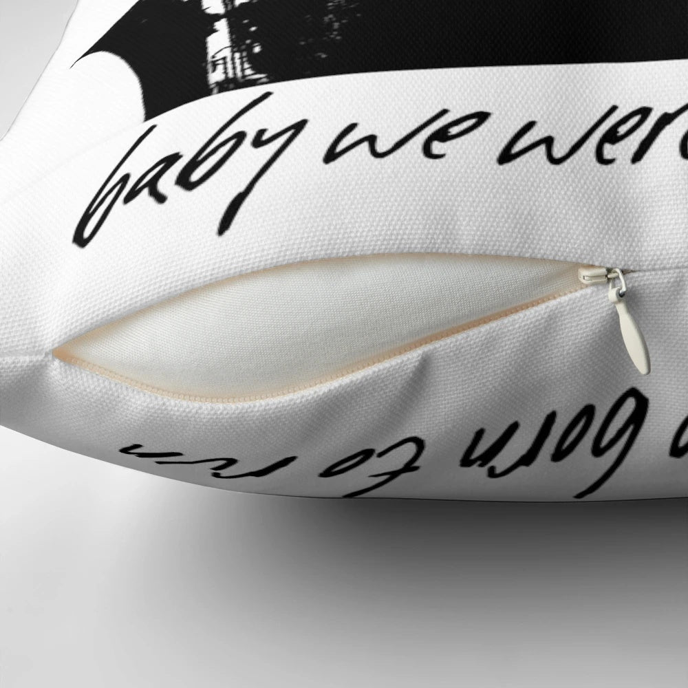 Pillow featuring inspirational quotes from Bruce Springsteen and the E Street Band